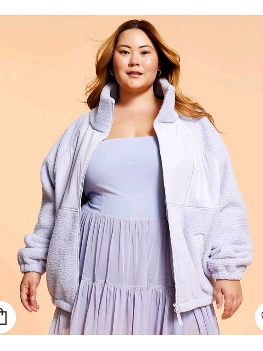 NWOT Blogilates Women’s Campfire Fleece Fill Zip Jacket-Light Purple Size 1X